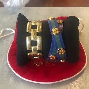 Rustic Cuff bracelet set in gold. New in box